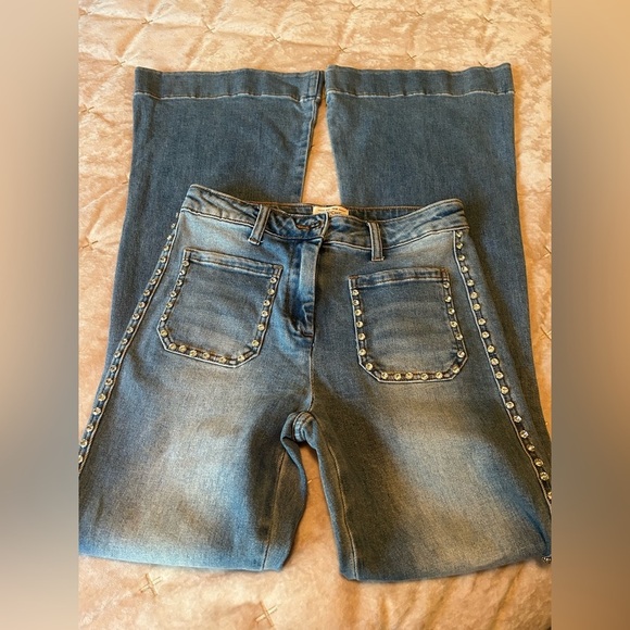 NWOT FETICHE SUANCES Jeans Diamond CZ Studded High Waist Stretch Women’s M Bling - Picture 5 of 14